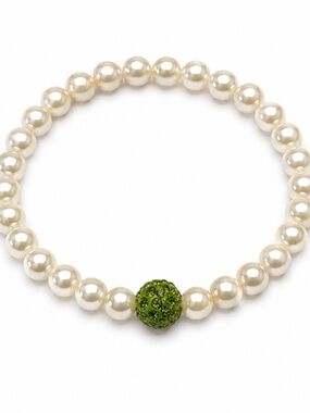 Olivine Shamballa Faux Pearl Stretch Bracelet